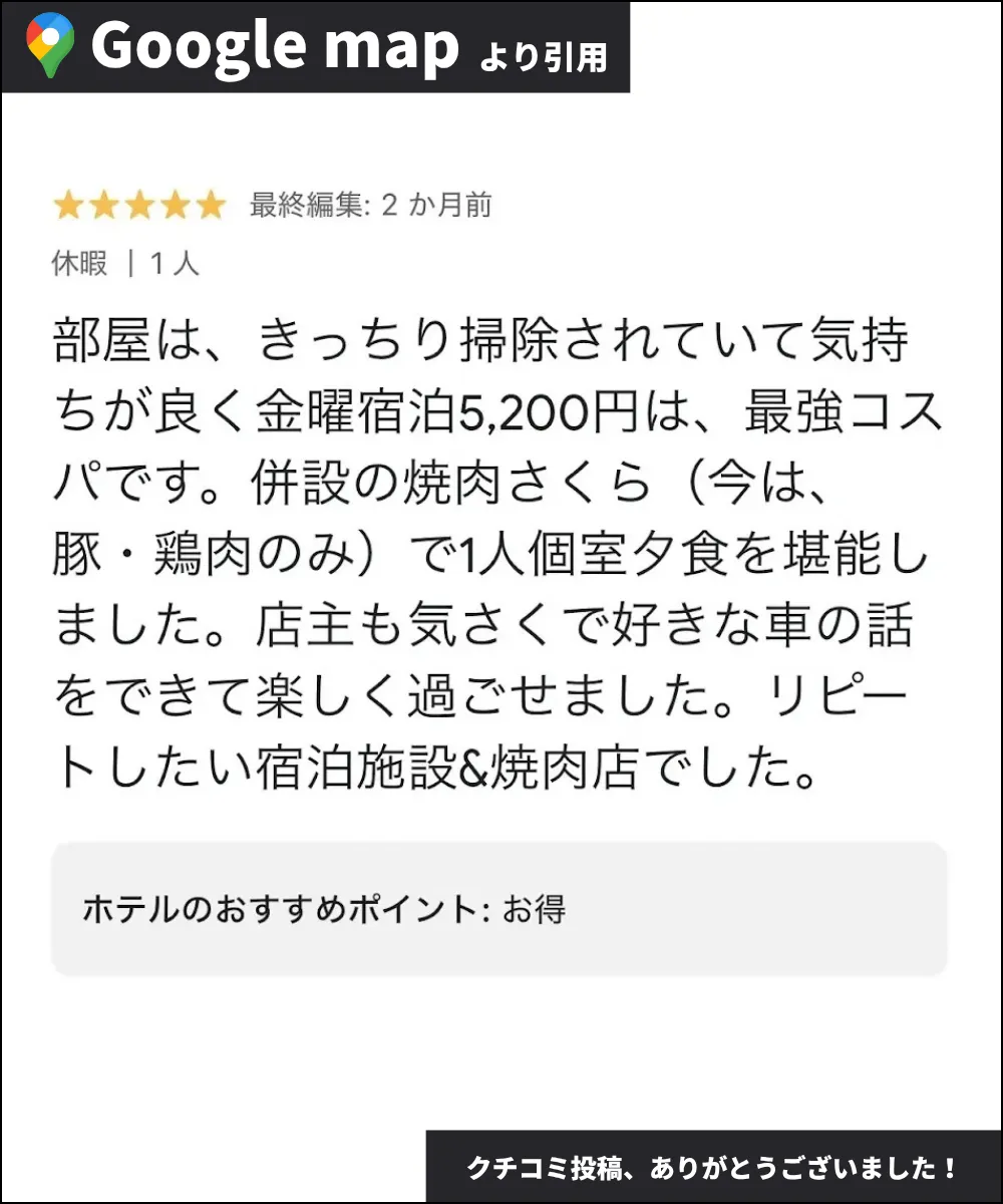 Google mapのクチコミ