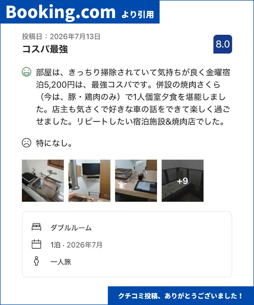Booking.comのクチコミ